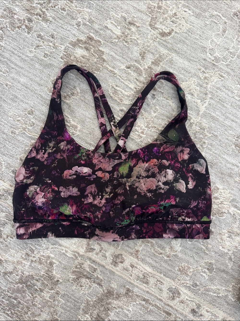 Lululemon Energy Sports Bra - Floral Black Pink & Purple
